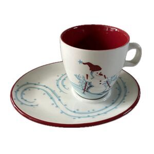 Vintage Starbucks Holiday 2007 Cookies Milk For Santa Mini Mug Snack Plate Set